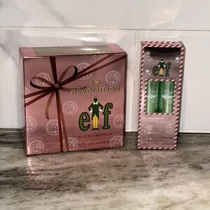 I Heart Revolution Elf Christmas Cheer Buddy HIGHLIGHTER & Smiling Lip Duo NEW